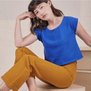 Set of 3 big bud press tunic tops: spicy mustard, fudgesicle brown, dark emerald